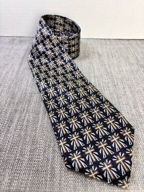 Black Shining Crosses Silk Tie with Metallic Accents
